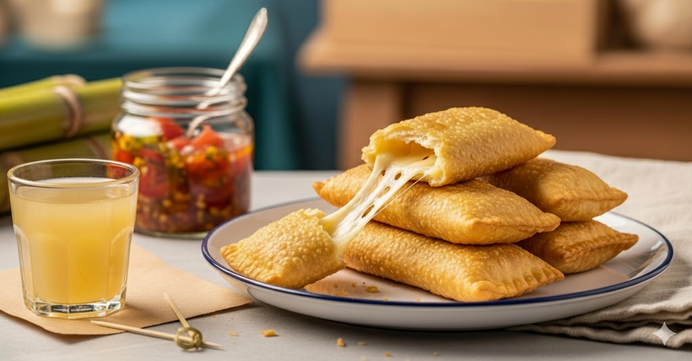 Aprenda o segredo para fazer pastel de feira na air fryer! 🥟 Fica super crocante, sequinho e sem a sujeira da fritura. A melhor Receita de Primeira para o seu lanche.