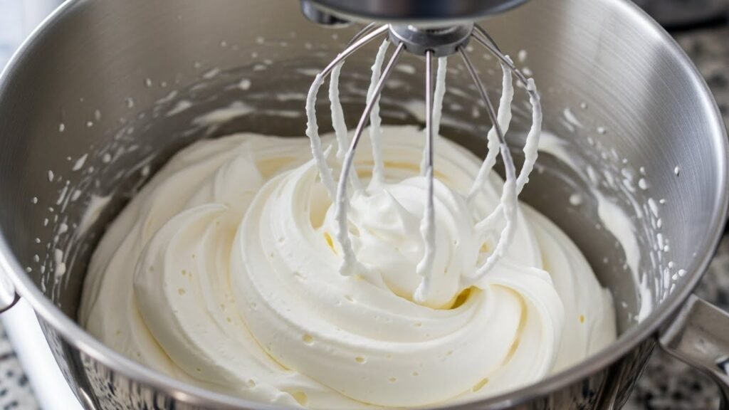 Chantininho batido na batedeira até atingir o ponto de bloco poroso.
